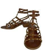 Seychelles Hope So Brown Studded Cage Gladiator Studded Heels Sandals Sz 9