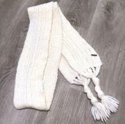 Fossil White Knit Tassel Scarf