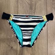 Guess bikini swim bottoms black and white stripe size small