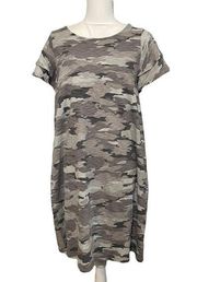 NWT  Gray Camo Print T-Shirt Tee Swing Dress Camouflage New