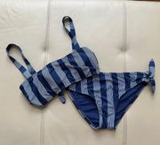 Navy Blue Striped Bikini