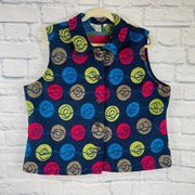 Christopher & Banks Colorful Collared Vest Balls of Yarn Design Size XL