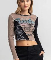 Motorcycle Split Womens Baby Tee Top