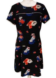 Vince | Fit & Flare Floral Short Sleeve Modest Lined Dress Size 12