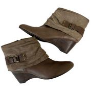 Clark’s Artisan Suede Boho Foldover Wedge Ankle Booties - Size 10