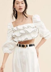 Anthropologie C/Meo Collective Ruffle Esteemed Top White/Black Women’s Size S