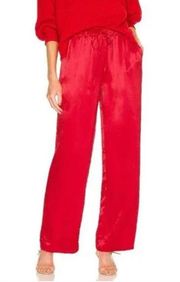 L'Academie Callahan Satin Wide Leg Pant Red Size Small Silky Baggy Designer NEW