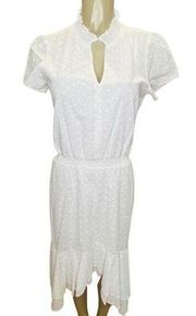 1.state white cotton dress from nordstrom with elastic waist and ruffle collar