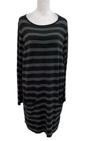 EILEEN FISHER Stripe Stretch Long Sleeve Tunic Dress Long Sleeve Pockets size XL