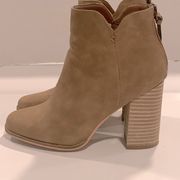 💕CCOCCI 4” chunky heel bootie. Faux Camel Suede with back zipper. Women S…