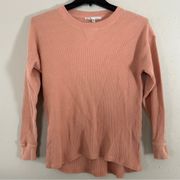 Seven7 Peach Waffle Knit Long Sleeve Shirt Top Blouse Casual Comfy Spring Small