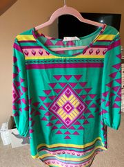 Aztec Print Tunic Top