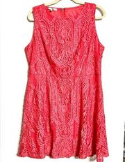 Maurice’s Hot Pink Fit’n’Flare Lace Dress size 16 tag (fits like 12)