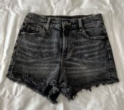 Black Acid Wash Drifter High Rise Denim Shorts