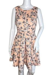 Copper Key Dress Women Medium Pink White Floral Fit & Flare Scuba Flowers Preppy