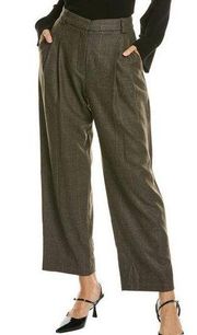 A.L.C. Franklin Pants Wool Bled Pleated Check Brown Size 8 NWT