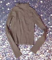 Aura brown glitter mock long sleeve crop top size S/M