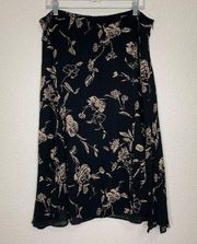 Jones Wear Black Floral Midi Skirt