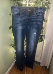 Straight Fit Jeans with Small Distressing Dark Blue Size 13/31