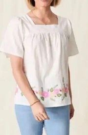 Matilda Jane Best Dressed White Embroidered peasant Top Size L