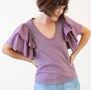 Bindi Purple Ruffle Sleeve Top Size M