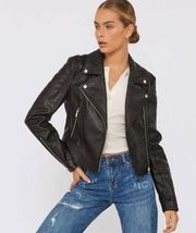 BAGATELLE VEGAN LEATHER BLACK MOTO PLEATHER ZIPPERED JACKET XS