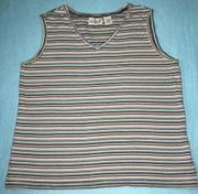 WHITE STAG stretch striped v-neck tank top size XL