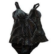 CROFT & Barrow size 10 women's one piece, black with white polka dots