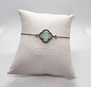 Dyadema Rose Gold Plated Sterling Silver & Blue Glass 4-Leaf Clover Bracelet