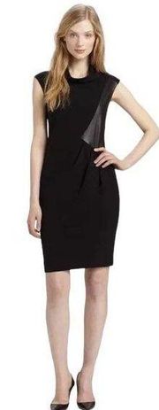 Lafayette 148 Womens Robin Leather Inset Sleeveless Knee Length Dress Size 4