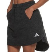 ADIDAS Heathered French Terry High Low Skirt Black Drawcord Mini Hi-Lo Small