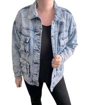 Wild Fable Denim Jean Jacket Oversized small with Pockets Acid Wash 100% cotton