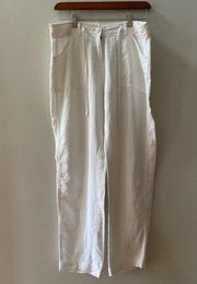 Women’s 100% linen wide leg white pants 10p EUC