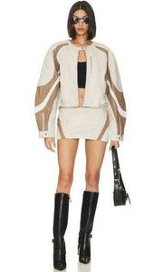 LAMARQUE Krissy Leather Mini Skirt in Bone Winter White Mocha Small Womens Moto