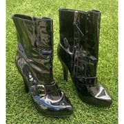 Report Signature Gibson Black Shiny Patent Vinyl Leather ￼ High Heel Boots 8.5