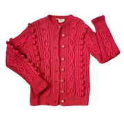 Vintage 50s Pink Irish Wool Knit Bubblegum Cardigan Sweater