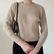 CREAM COMFY RIBBED SWEATER 🤍 