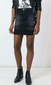 J Brand Destructed Anthracite Mini Denim Skirt, Size 23