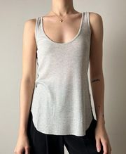 enza costa for shopbop gray silver metallic ribbed tank top