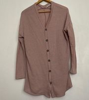 Active USA Button Up Waffle Cardigan Dust Pink.