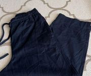 COS cropped tapered high waisted linen blend Navy blue pants