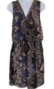 Tibi silk‎ faux wrap paisley sleeveless dress 10