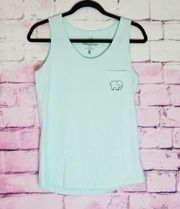 NEW IVORY ELLA BABY BLUE POCKET SEASHELL‎ ELEPHANT TANK TOP