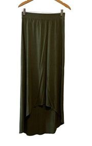 Apt. 9 Olive Green Rayon Blend Hi-Low Maxi Skirt—Size XS