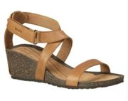 Teva Cabrillo Wedge Sandals Crossover Adjustable Straps Leather Tan Size 6