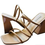 Austyn Tubular Strappy Block Heeled Sandal Tan Mocha Size 10 NEW