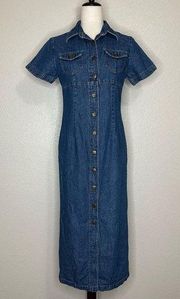 St. Johns Bay Vintage 90’s Long Denim Button Front Maxi Dress