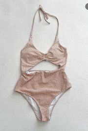 Gingham and Striped Swimsuit One Piece