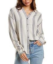 Splendid White Striped Linen Oversize Button Down Shirt MEDIUM Business NEW