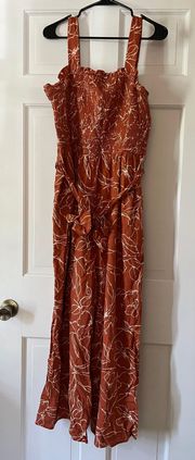 Burnt Orange Floral Jumpsuit